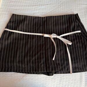 SHEIN Black Pinstripe Skirt with White Accents